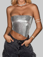 Metal Sequin Bandage Tube Top Off-Shoulder