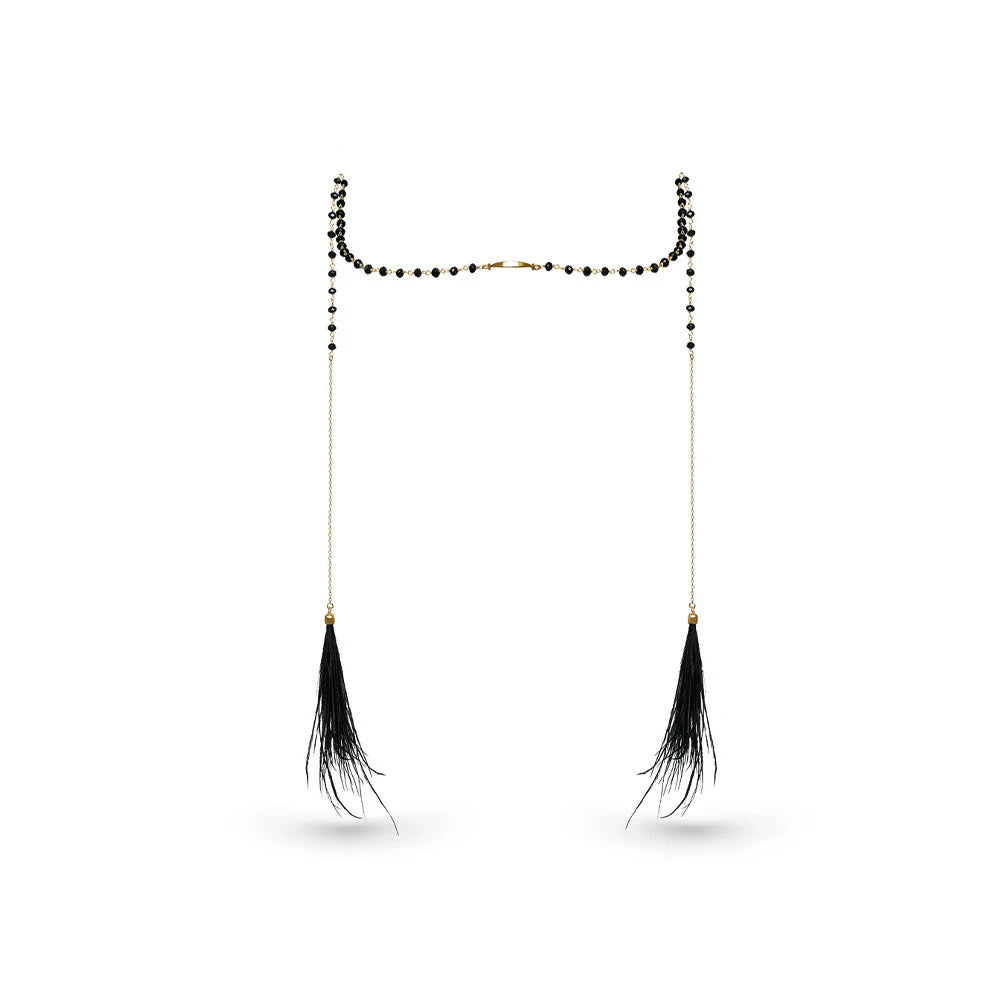 Ethnic White Feather Face Chain Tassel