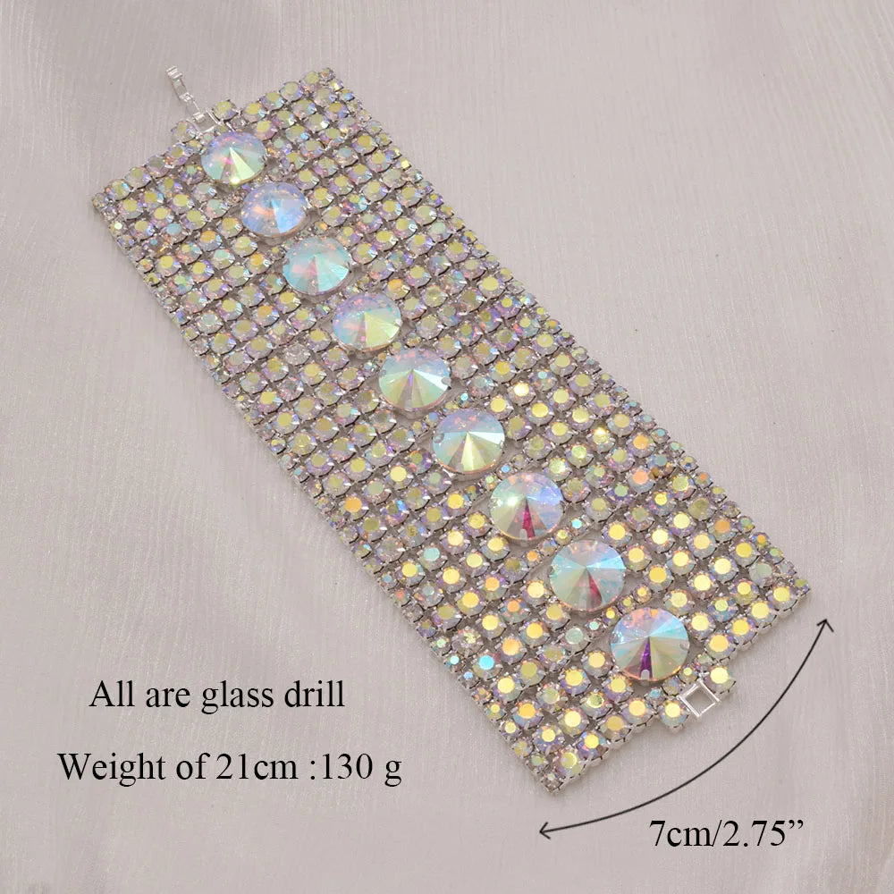 Crystal Rhinestone Cuff | Wide Bangle | Stage & Bridal