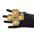 Crystal Clover Statement Ring | Adjustable
