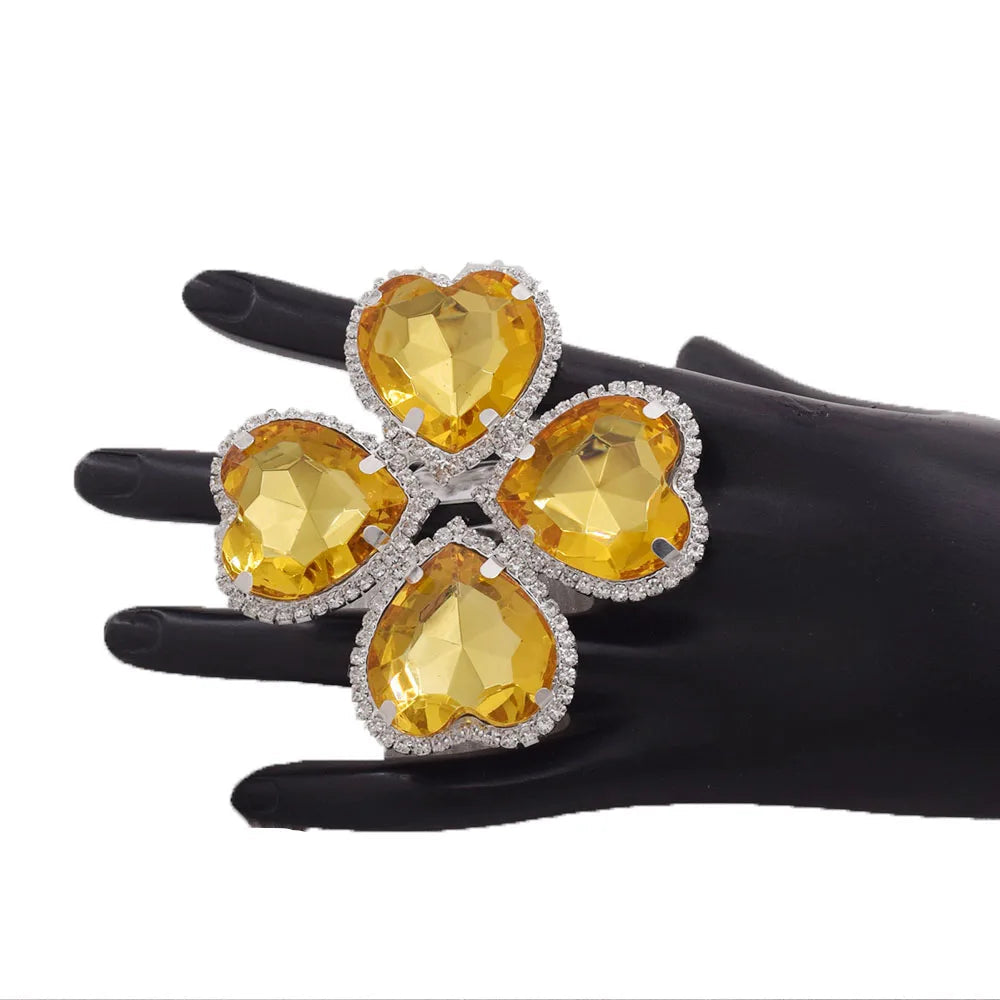 Crystal Clover Statement Ring | Adjustable