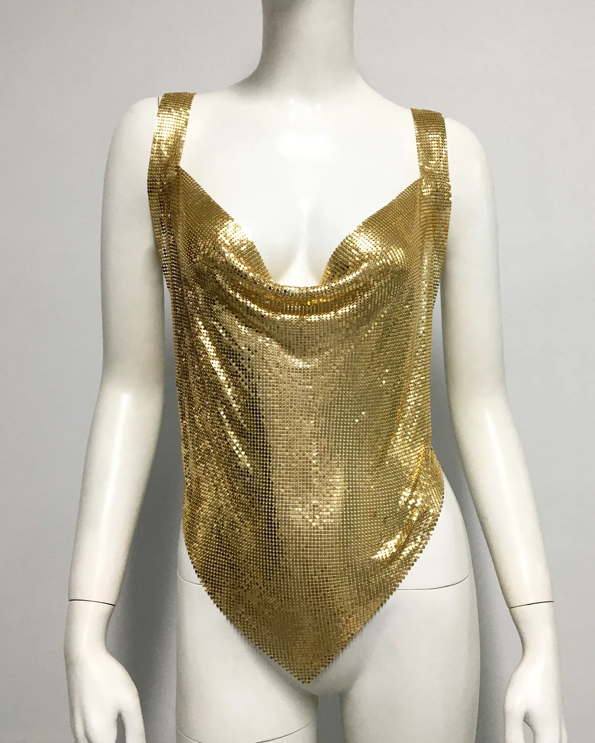 Metal Sequin Backless Crop Top - Deep V-Neck Party Camisole