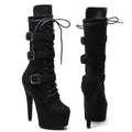 15cm Platform Ankle Boots - Lace-Up Dance Booties