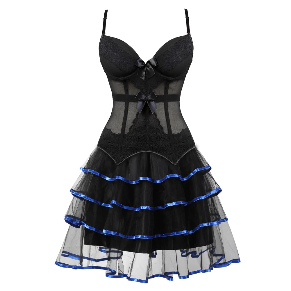 Overbust Corset & Tutu Skirt Set | Straps Cup | Burlesque