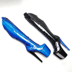Platform Pole Dance Boots | 20cm Heel | Black & Blue
