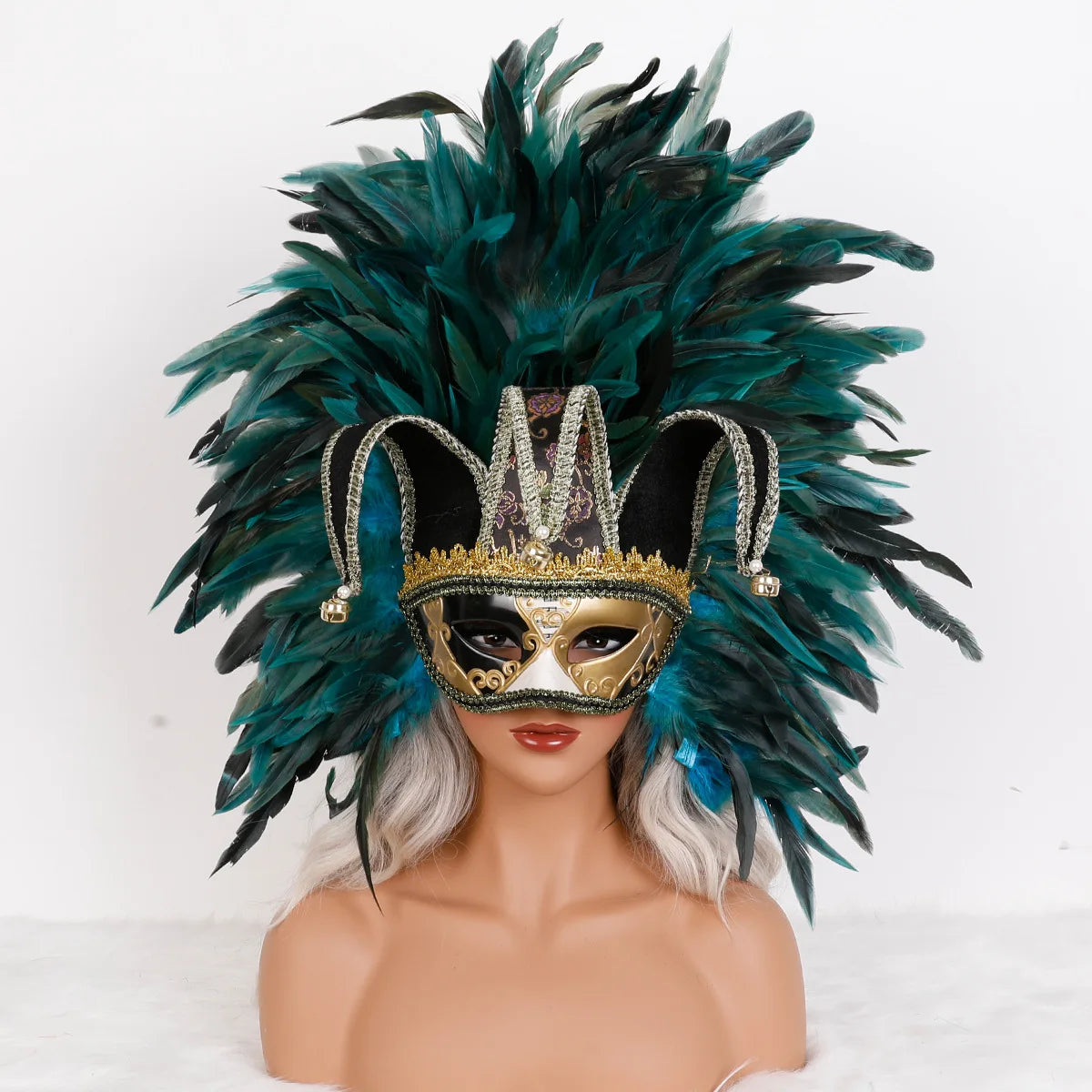 Feather Masquerade Mask | Jester Crown