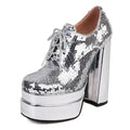 Platform Derby Heels | Sequin Sparkle | 14.5cm