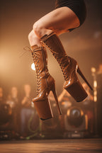 9-Inch Patent Ankle Boots - High Heel Lace-Up Performance Boots