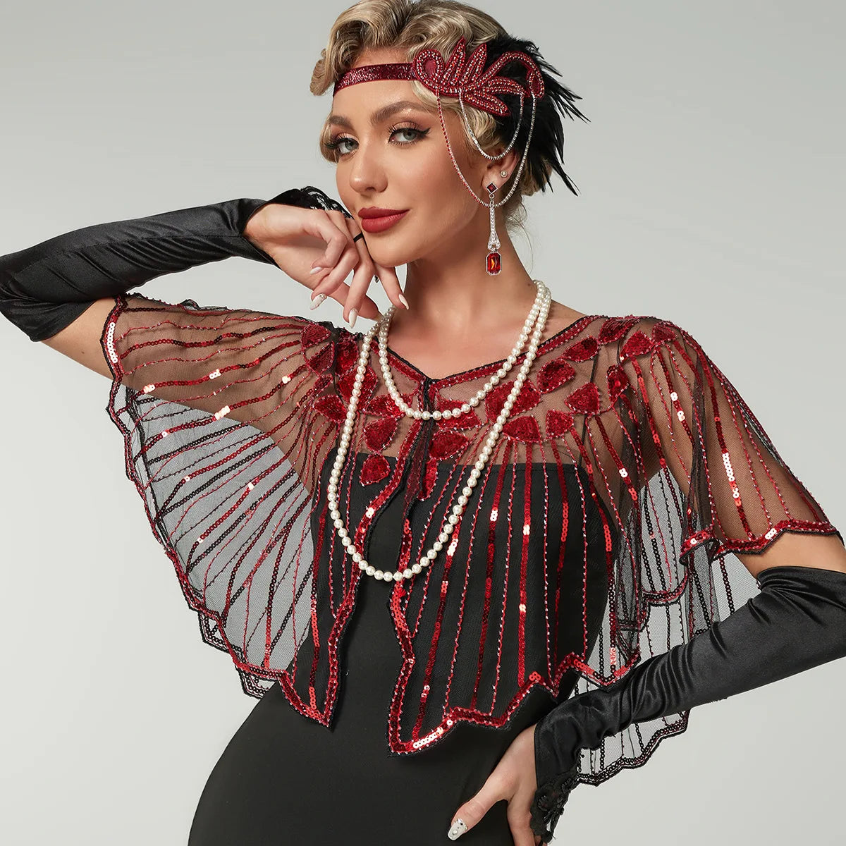 1920s Sequin Beaded Cape | Butterfly Sleeve | Flapper Bolero