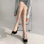 Rhinestone Sheer Pantyhose | See-Through Tights | One Size