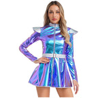 Metallic Space Alien Dress | Long Sleeve A-Line Costume