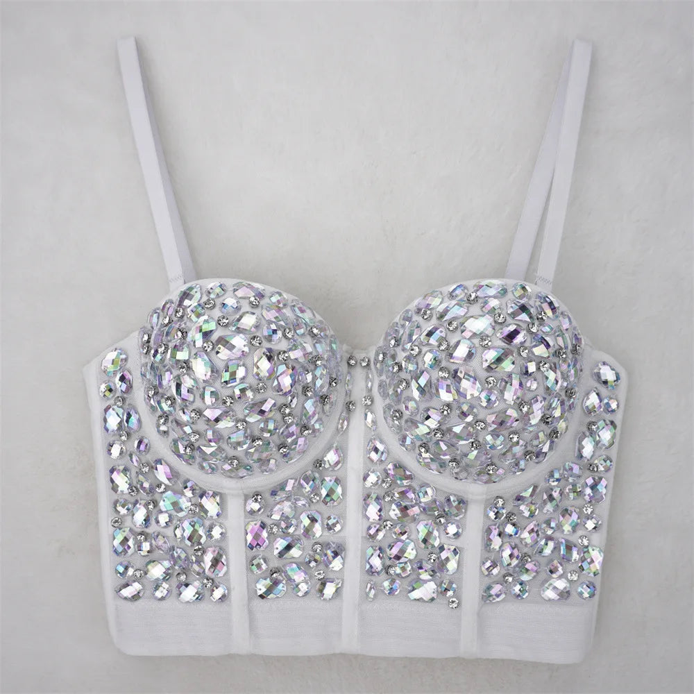Heavy Beading Rhinestone Bustier | Colorful Crystal Corset Top