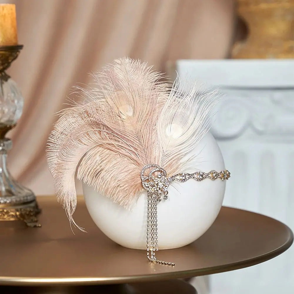 1920s Feather Headband | Rhinestone Crystal | Gatsby Bridal Headpiece
