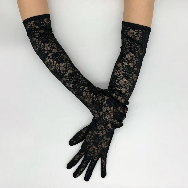 Lace Floral Opera Gloves — One Size | 7 Colors