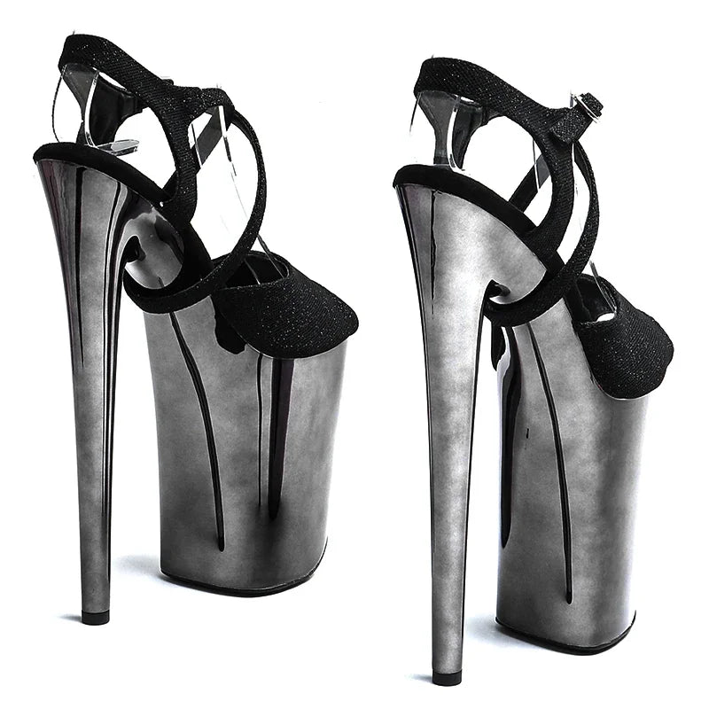 Glitter Platform Sandals – 9-Inch Pole Dance Heels, Black