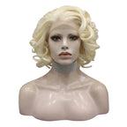 Platinum Blonde Lace Front Wig | Short Wavy | 10 Inch