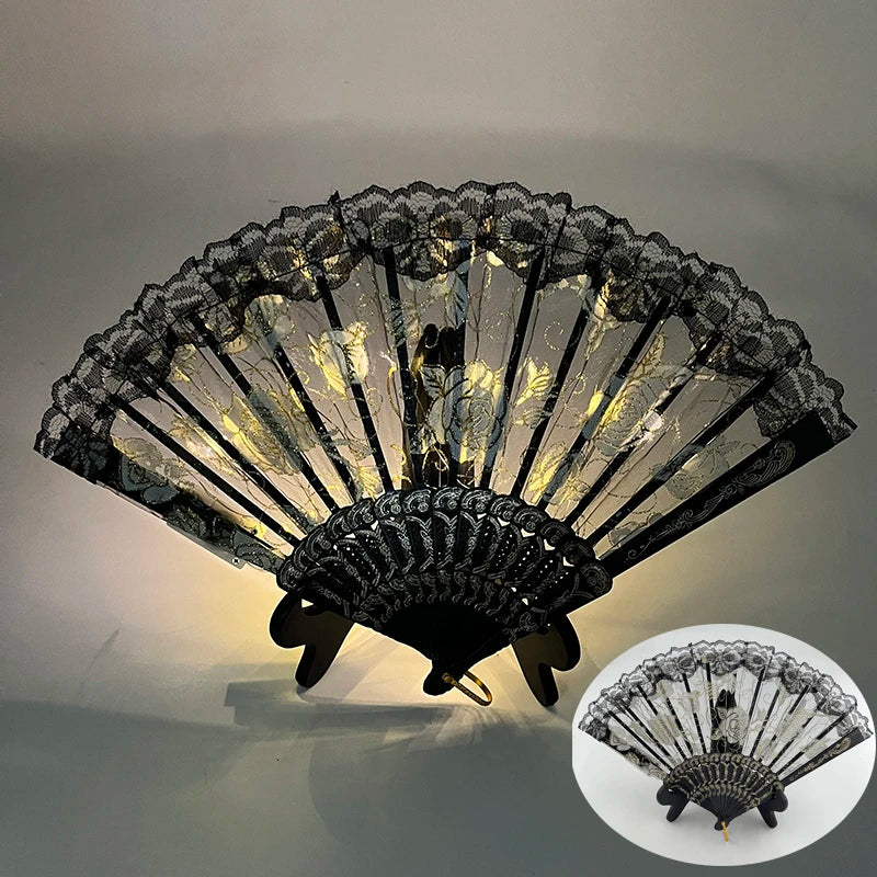 LED Lace Hand Fan | Light-Up Dance & Performance Fan