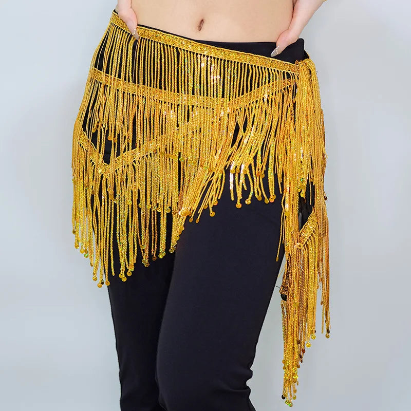 Fringe Shimmy Hip Scarf | Sequin Tassel Belt | Belly Dance
