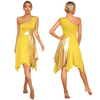 Radiance Metallic One-Shoulder Dance Dress