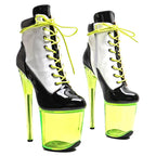 8-Inch Patent Black & White Ankle Boots