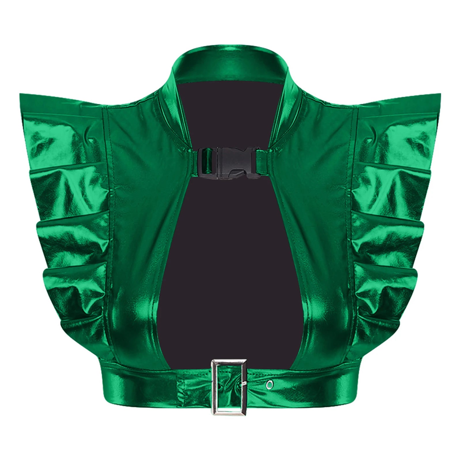 Metallic Shoulder Armor Shrug Crop Top | 6 Colors