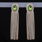 Long Rhinestone Drop Earrings | Clip or Pin