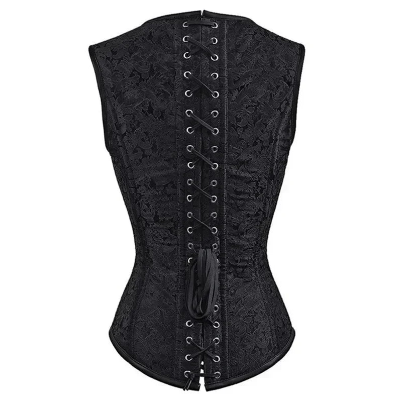 Steampunk Gothic Overbust Corset | Steel Boned Jacquard | S–XXL