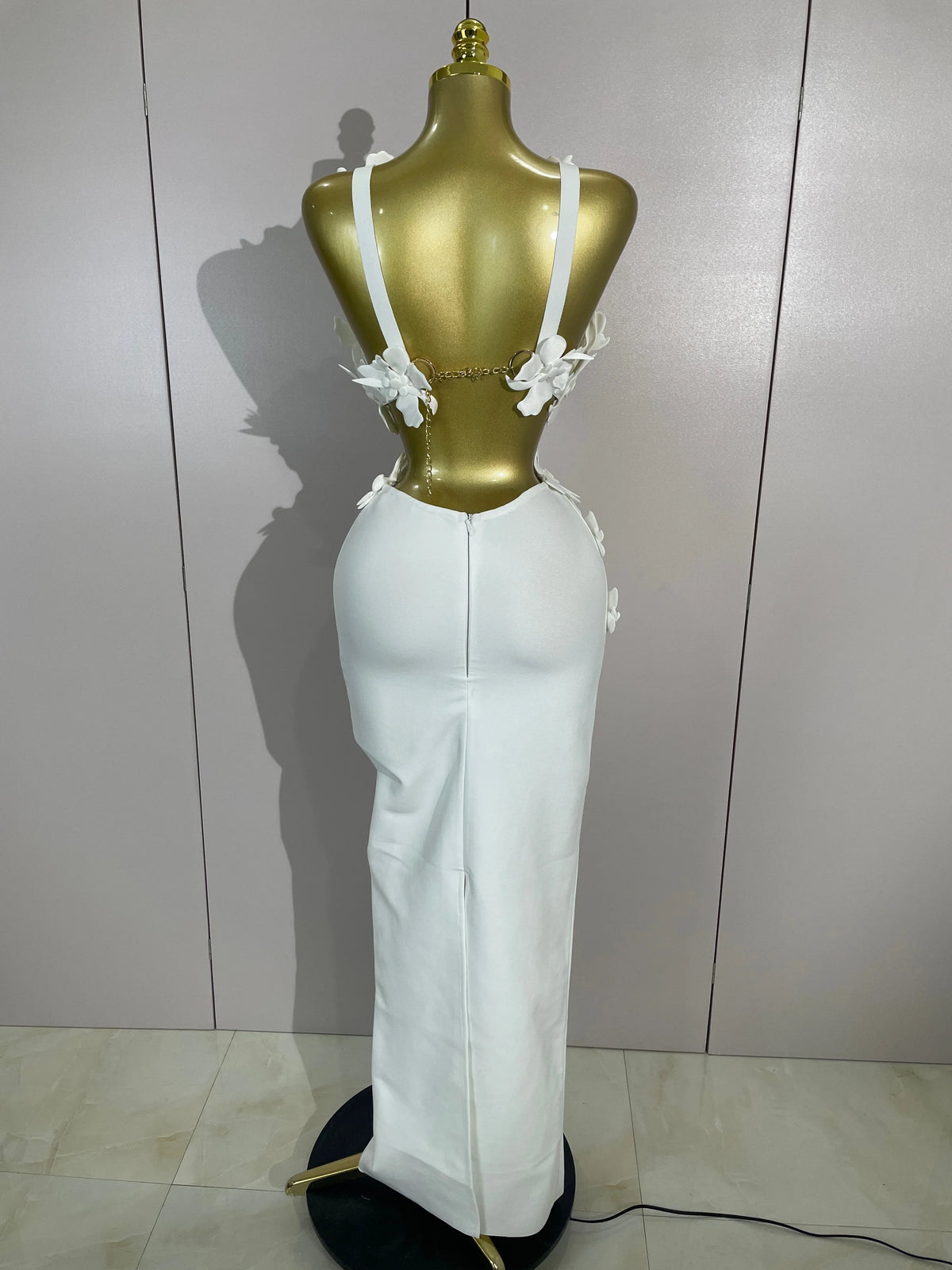 3D Floral Bodycon Maxi Dress | V-Neck | Pageant