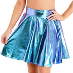 Metallic Flare Mini Skirt | Rave Festival Skater