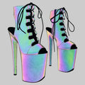 9-Inch Holographic Ankle Boots - Light-Up Pole Dance Heels