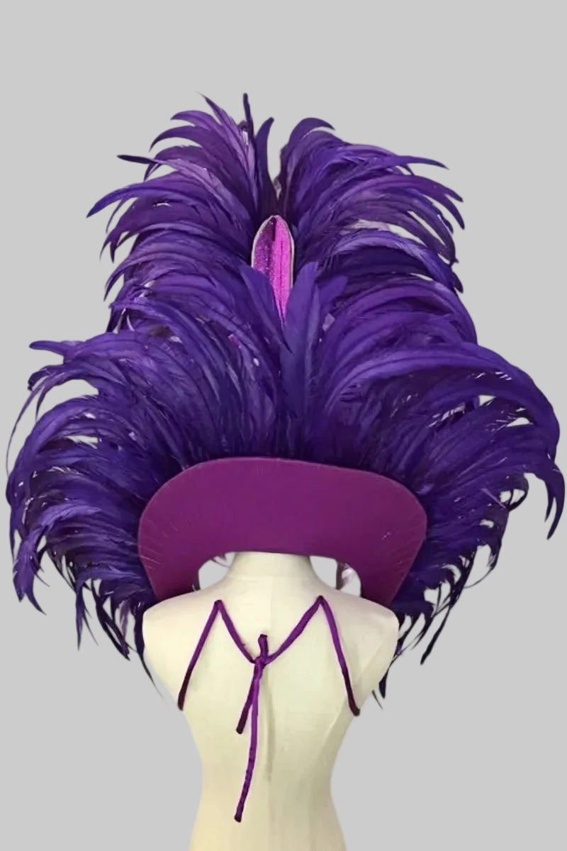 Samba Feather Headdress & Wings - Carnival Costume Set with Rhinestones