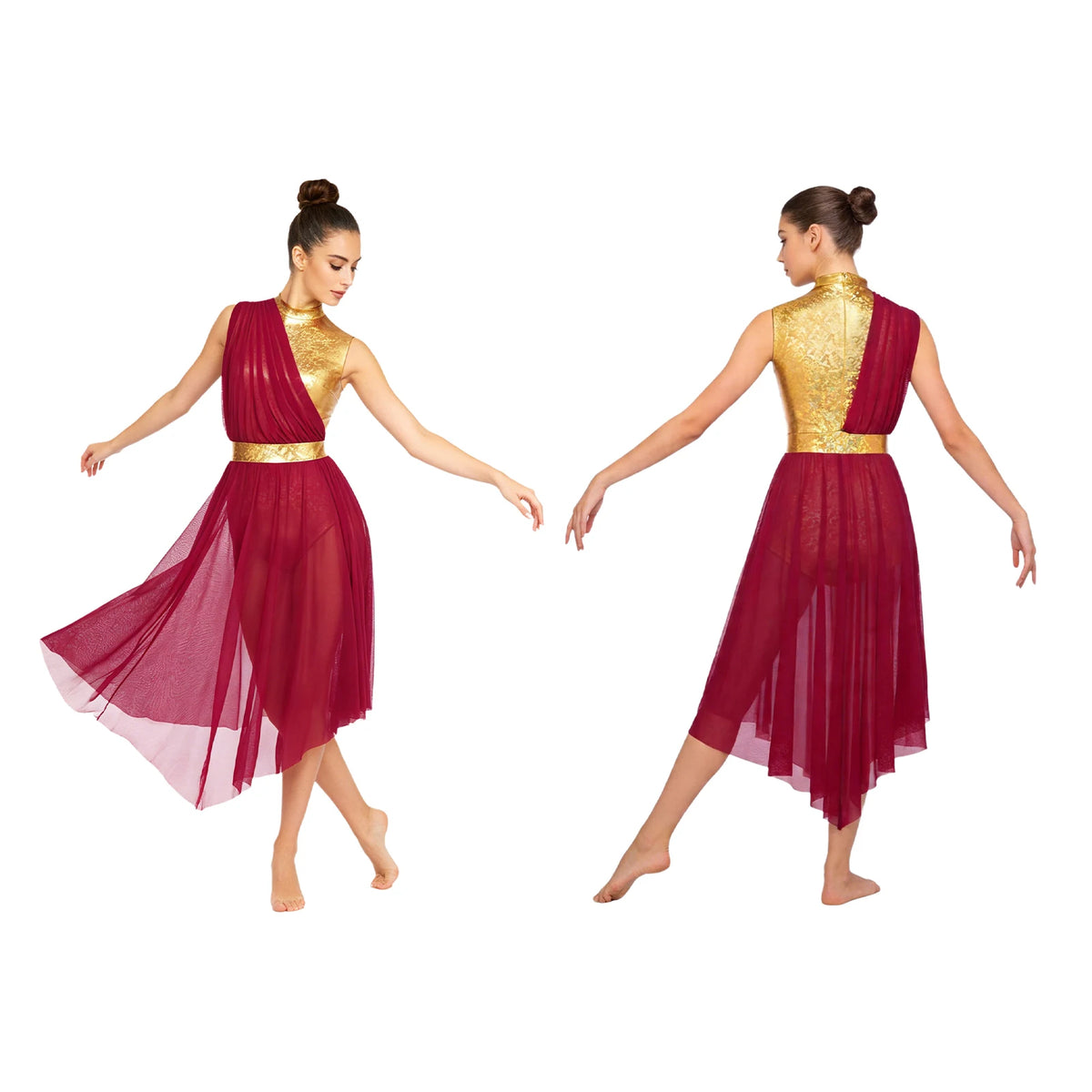 Lyrical Dance Dress | Rhinestone Asymmetric Skirt