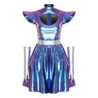 Metallic Space Dress | Structured Shoulders