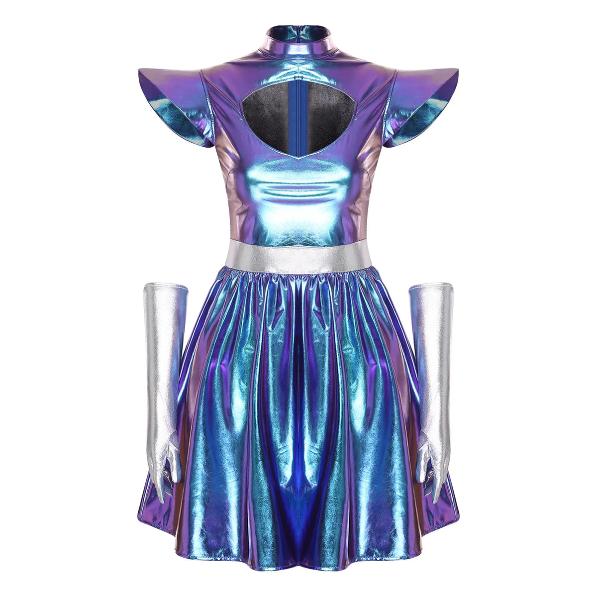 Metallic Space Dress | Structured Shoulders