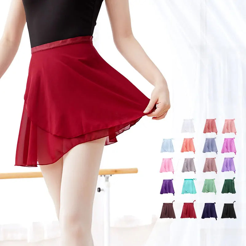 Chiffon Tie-Up Ballet Wrap Skirt | 18 Colors | S–XL