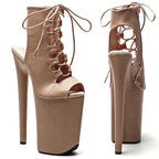 Matte 9-Inch Open-Toe Platform Pole Dance Boots
