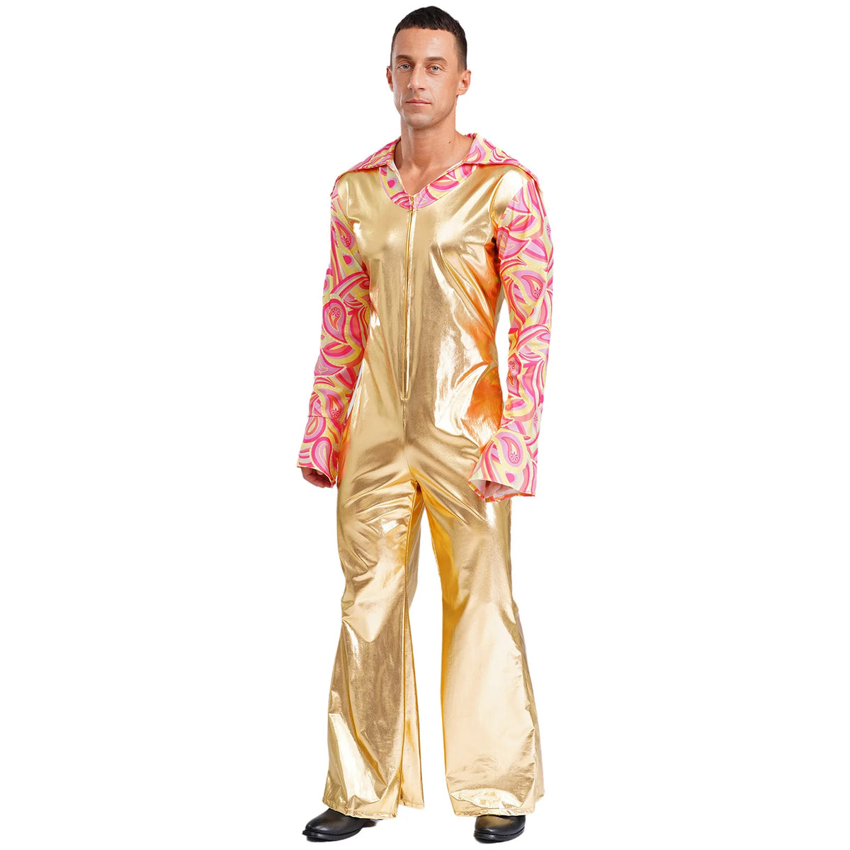 Men’s Disco Jumpsuit | Metallic Bell Bottoms
