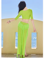 Belly Dance Costume Set | 3-Piece | Fringe & Milk Silk