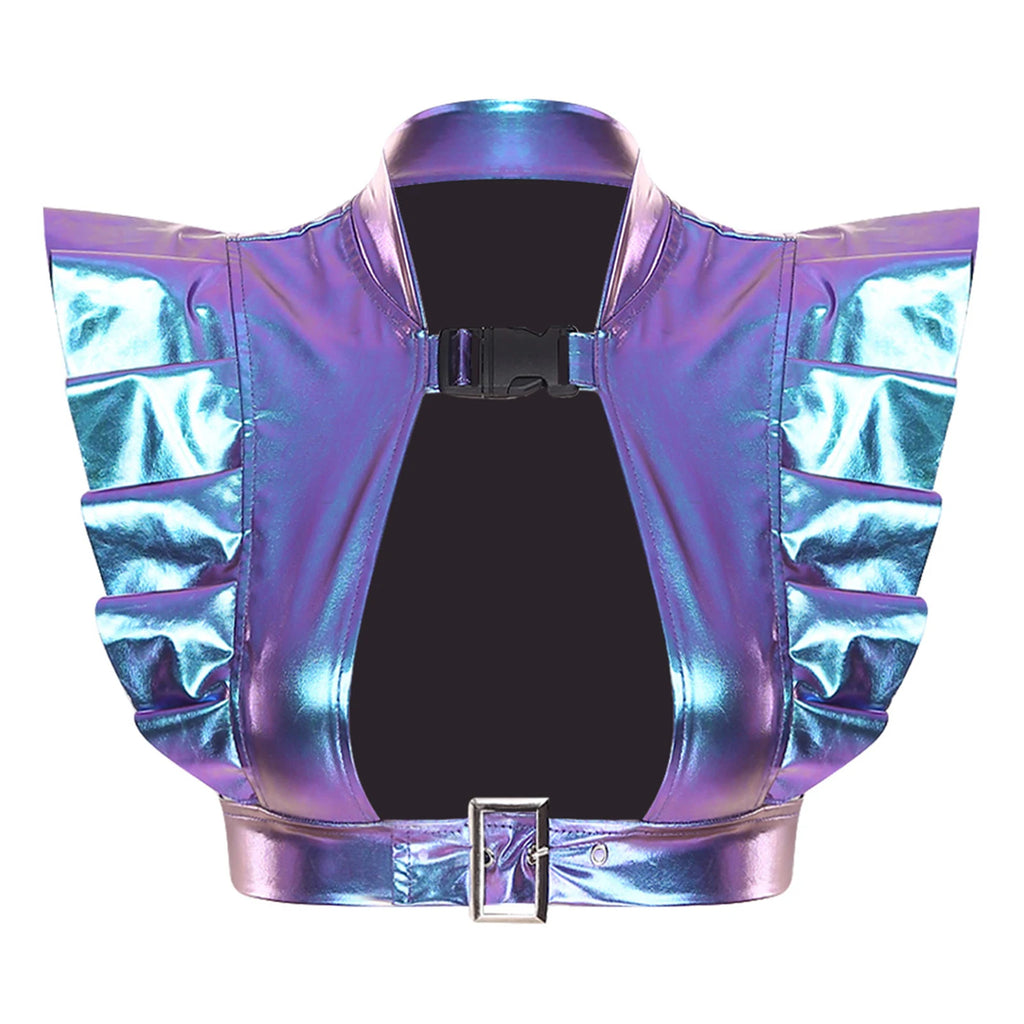 Metallic Shoulder Armor Shrug Crop Top | 6 Colors