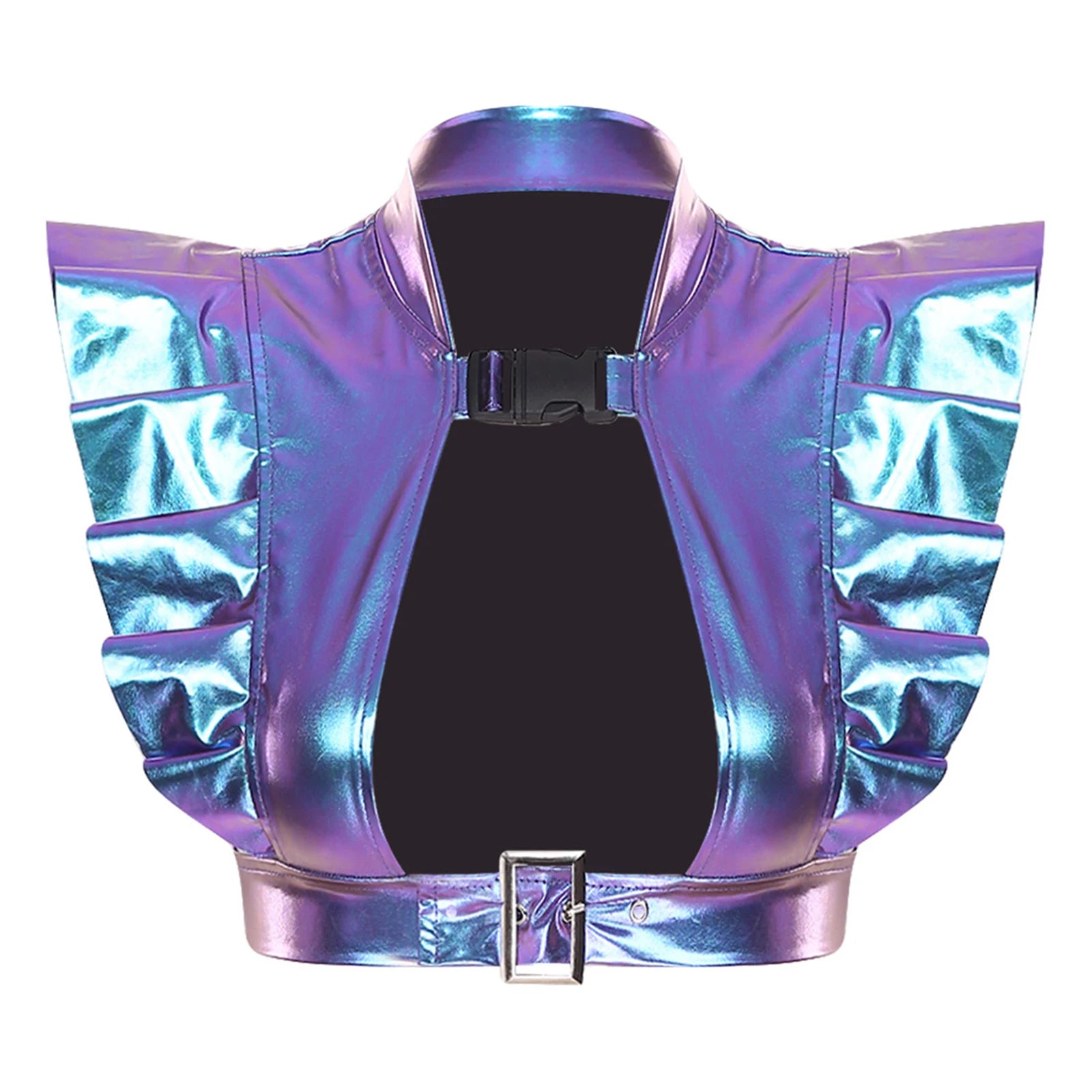 Metallic Shoulder Armor Shrug Crop Top | 6 Colors