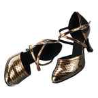 Rhinestone Snakeskin Latin Dance Court Shoe | Cuban Heel | 5–8.5cm