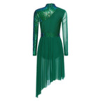 Women's Sequin Lyrical Dance Dress | Long Sleeve | Mesh Skirt