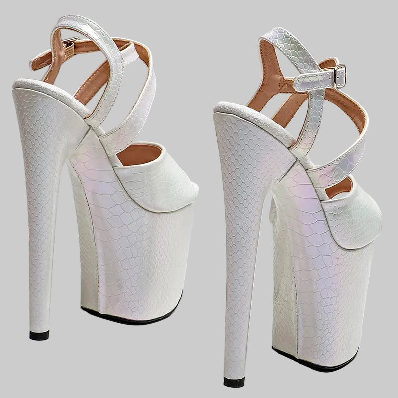 8-Inch Snakeskin Platform Heels - Exotic Pole Dance Sandals