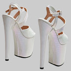 8-Inch Snakeskin Platform Heels - Exotic Pole Dance Sandals