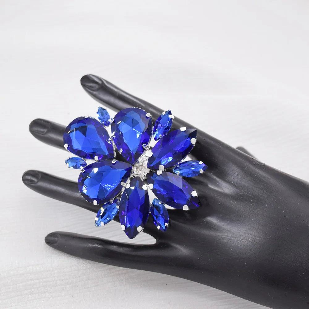 Oversized Rhinestone Cocktail Ring | Adjustable