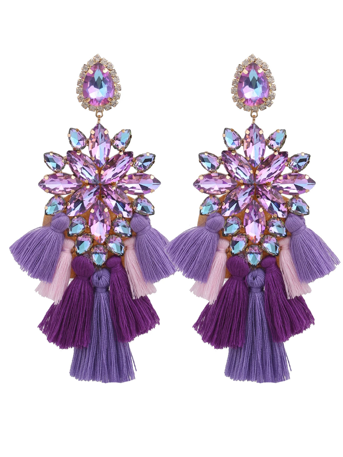Glass Fringe Drop Earrings | Clip or Pin