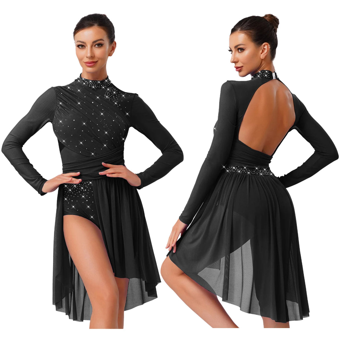 Aurora Rhinestone Lyrical Dance Leotard Dress