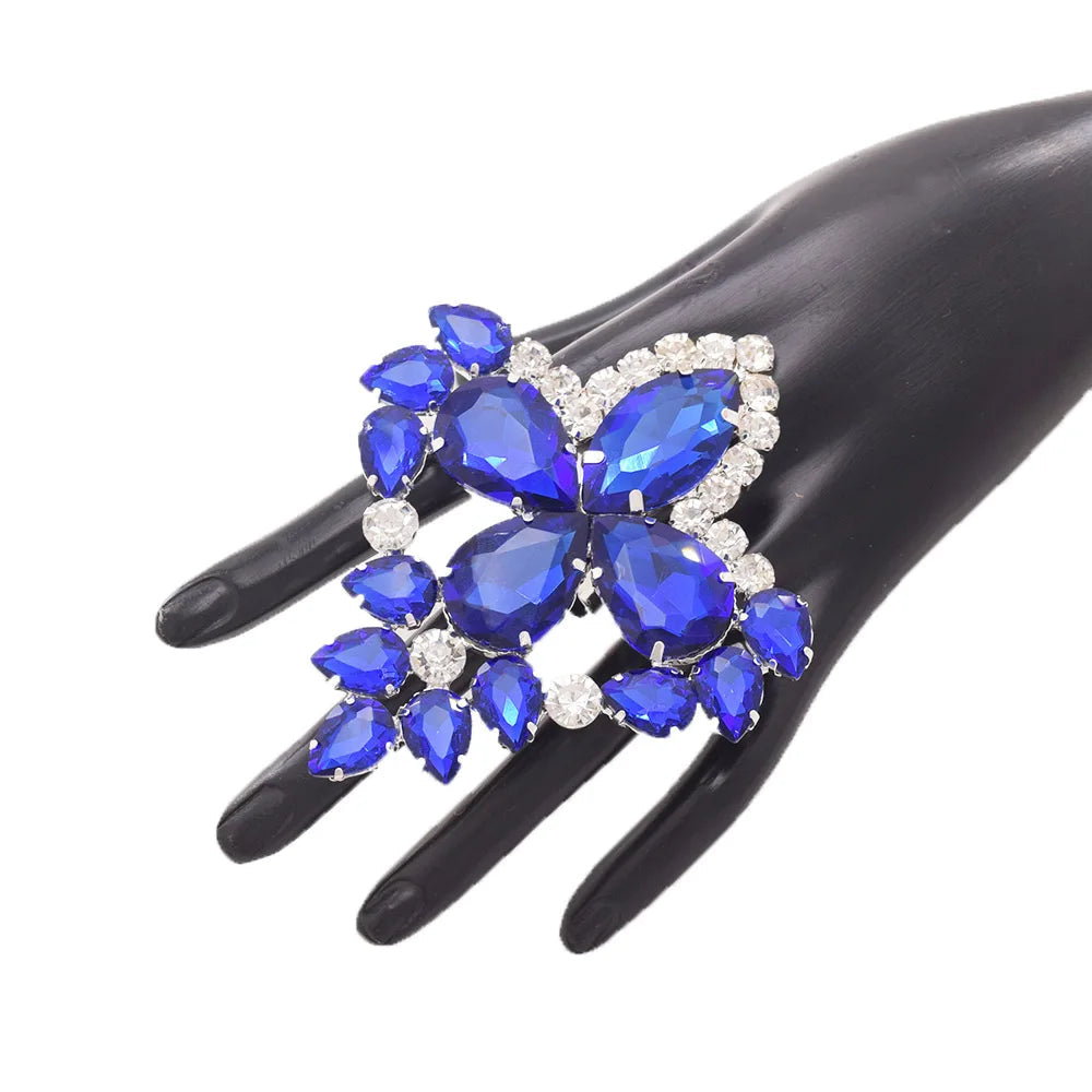 Oversized Rhinestone Cocktail Ring | Adjustable | 8 Colors