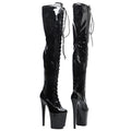 Patent Platform Thigh-High Boots – 8-Inch Pole Dance Heels, Black