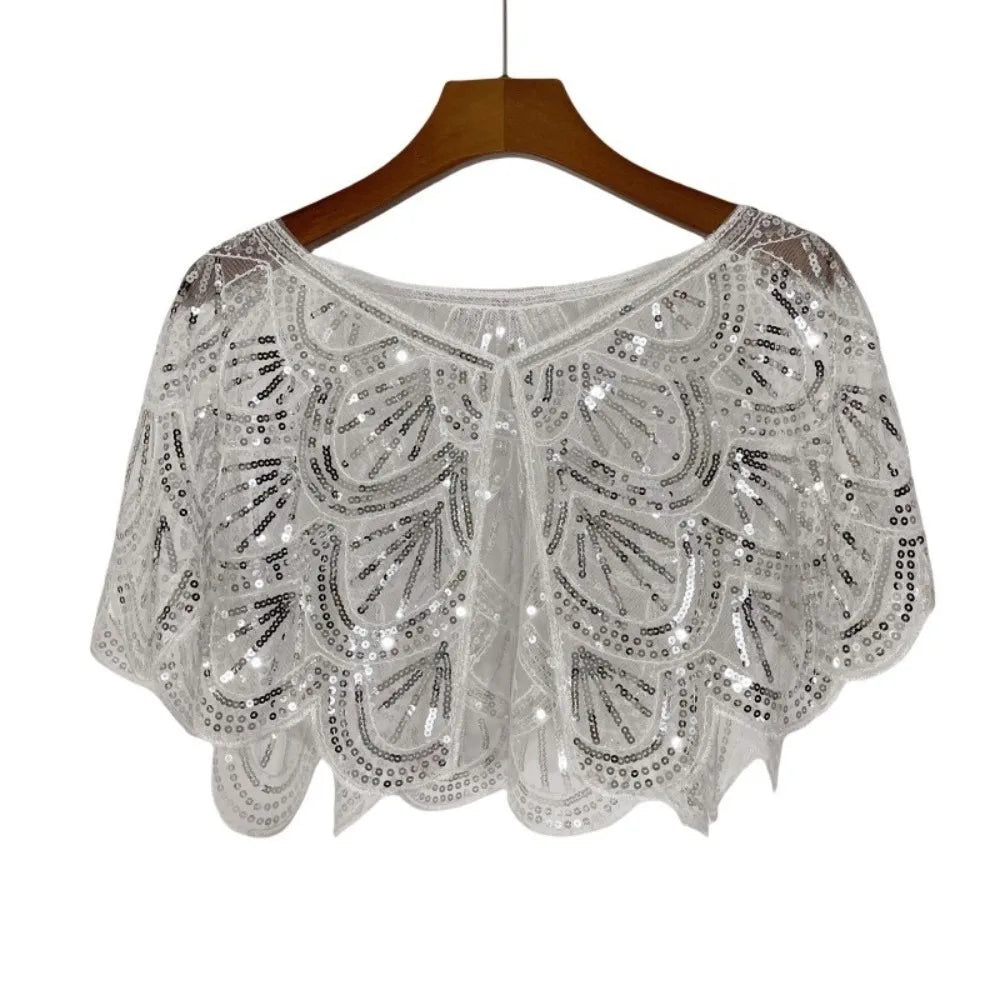 Sequin Shawl Cape | Sparkling Ruffle | Stage & Party